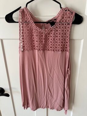 H&M Rose Pink Crochet Yoke Tank Top